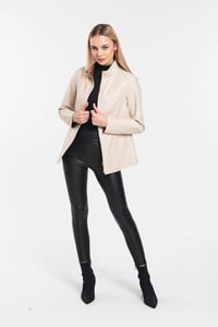 Elegant Cream Goat Leather Jacket With Plaid Lining - Quality Leather Product Manufactured By Afc Giyim San. Ve Tic. Ltd. Şti.. Contact For B2B Orders.