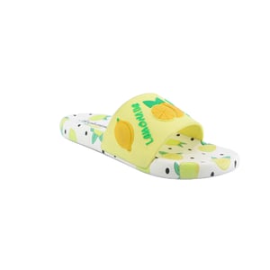 Vibrant Lemonade Pattern Summer Women Slippers - Quality Leather Product Manufactured By Gezer Ayakkabi Deri̇ San. Ve Ti̇c. A.ş.. Contact For B2B Orders.