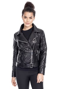 Womens Baroque Embellished Genuine Leather Jacket - Quality Leather Product Manufactured By G.r. Deri̇ Teksti̇l Ayakkabi Ve Hedi̇yeli̇k  Eşya Ürünleri̇ San.ve Ti̇c. Ltd. Şti̇.. Contact For B2B Orders.