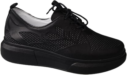 Black Leather Perforated Chic Womens Sneaker - Quality Leather Product Manufactured By Nebi̇ Endi̇can Gi̇yi̇m Sanayi̇ Ve Ti̇caret Ltd. Şti̇.. Contact For B2B Orders.