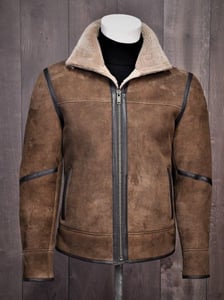Herren Braune Lammfell Shearling Pilotenjacke - Qualitatives Lederprodukt Hergestellt Von Derkimpa Deri Sanayi Dis Ticaret. Kontakt Für B2B-Bestellungen.
