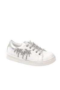 White Pebbled Leather Glitter Palm Tree Sneaker - Quality Leather Product Manufactured By Özdemir Ortopedik Çocuk Ayakkabıları San. Ve Tic. Ltd. Şti.. Contact For B2B Orders.