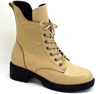 Embossed Bee Motif Leather Lace Up Boots - Quality Leather Product Manufactured By Paloma Ayakkabıcılık Deri Tekstil Ve Gıda San. Tic Ltd. Şti.. Contact For B2B Orders.