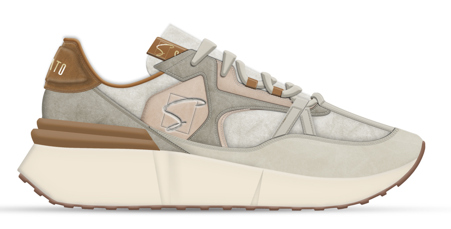 Chic Multi Panel Leather Womens Sneaker