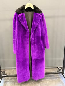 Womens Vibrant Purple Shearling Long Coat - Quality Leather Product Manufactured By Next Deri̇ Sanayi̇ Ti̇caret A.ş.. Contact For B2B Orders.