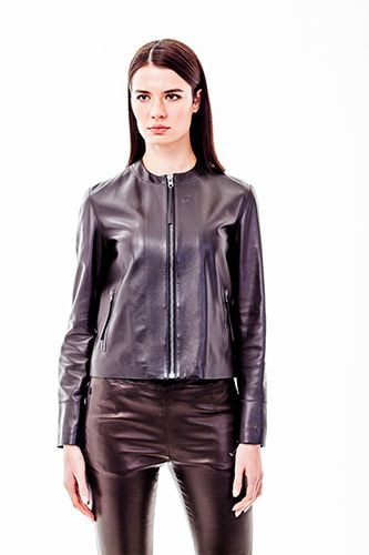 Sleek Collarless Lambskin Jacket Modern Elegance - Quality Leather Product Manufactured By Süed Mod Deri̇ci̇li̇k San Ve Ti̇c Ltd. Şti̇.. Contact For B2B Orders.