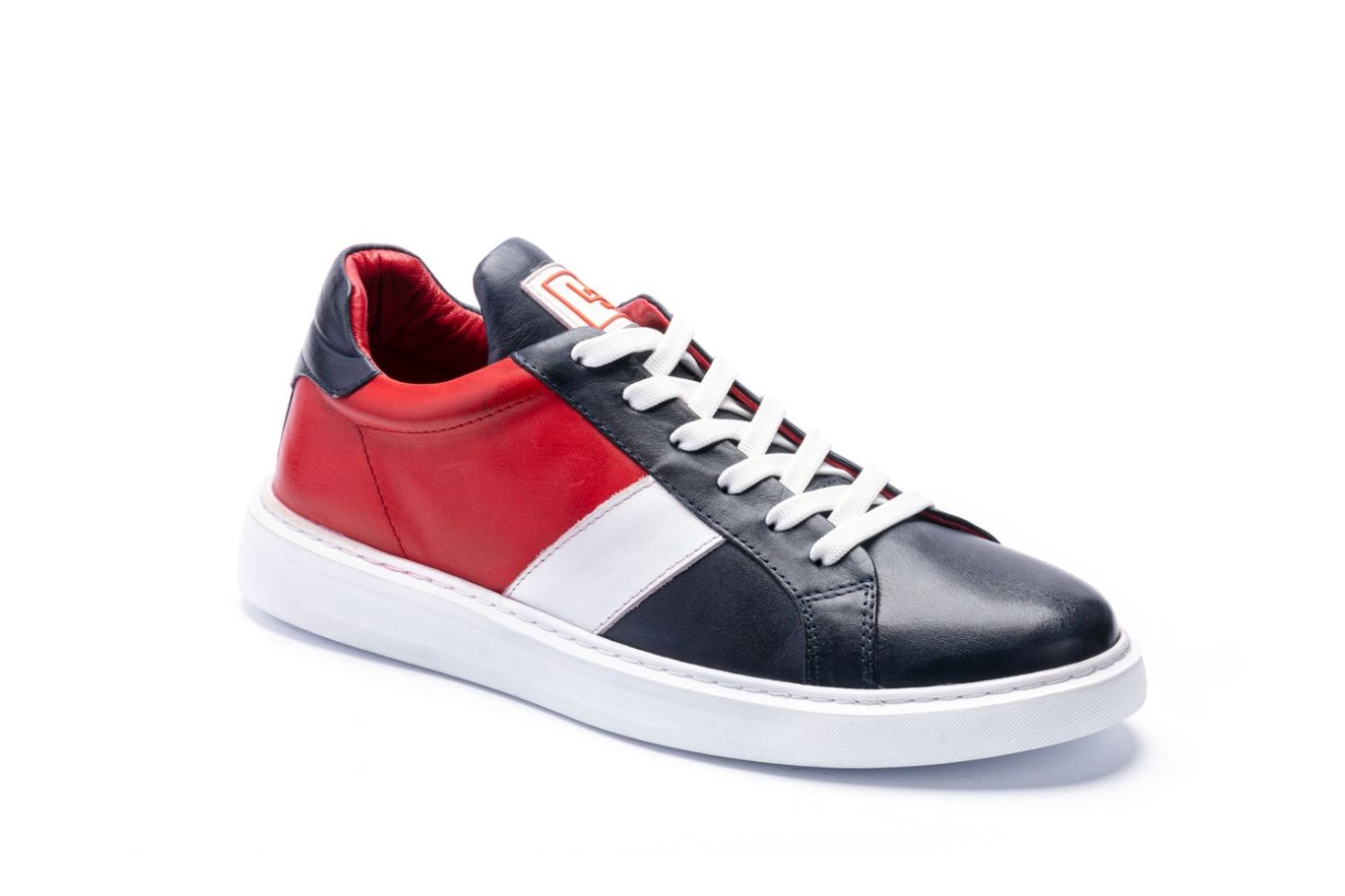 Moderner Farbblock Echtleder Herren Sneaker