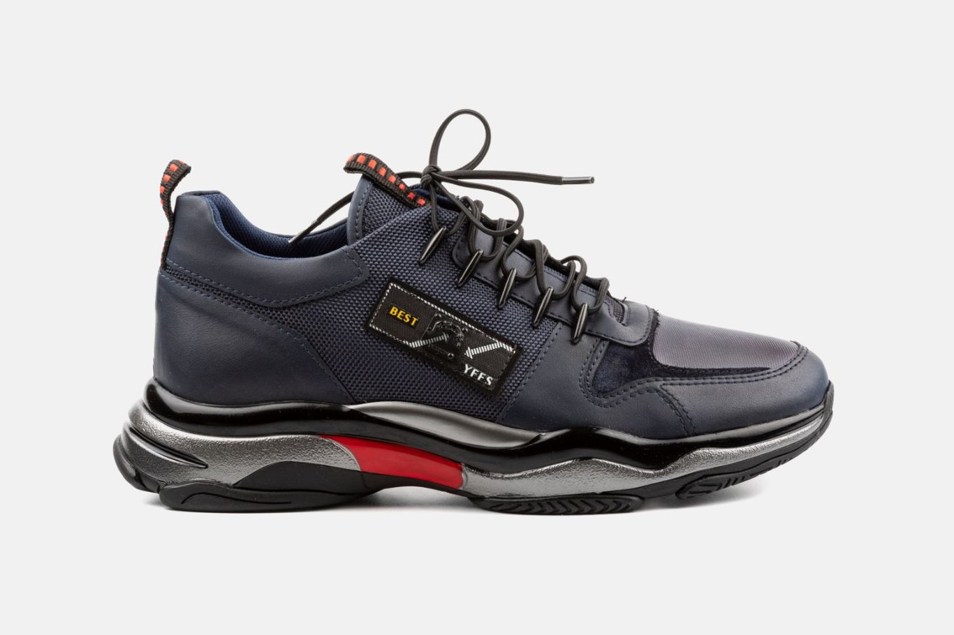 Mens Navy Leather Multi Texture Sneaker - Quality Leather Product Manufactured By Özdallar Ayakkabi Ve Yan Sanayi̇ Ürünleri̇ Sanayi̇ Ve Ti̇caret Ltd.. Contact For B2B Orders.