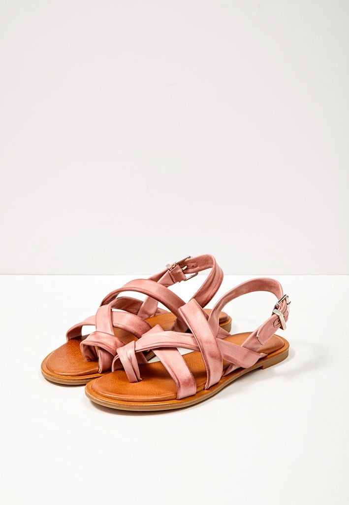 Dusty Rose Crisscross Leather Summer Sandal - Quality Leather Product Manufactured By Lota Ayakkabi Ve Deri̇ San. Ve Ti̇c. A.ş.. Contact For B2B Orders.