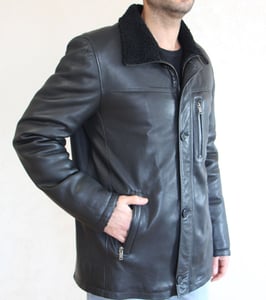 Mens Black Lambskin Winter Coat With Shearling - Quality Leather Product Manufactured By Dersan Deri Sanayi Ve Ticaret Limited Şirketi. Contact For B2B Orders.