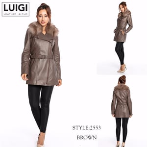 Luxurious Fur Collar Asymmetrical Lambskin Jacket - Quality Leather Product Manufactured By Luigi Leather & Fur. Contact For B2B Orders.