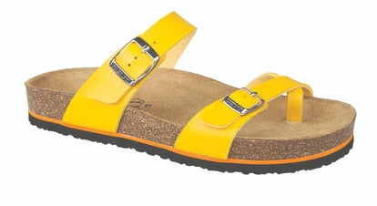 Vibrant Yellow Two Strap Toe Loop Slipper - Quality Leather Product Manufactured By Ceyo Ortopedi̇k Sandalet Sanayi̇ Ve Ti̇caret As.. Contact For B2B Orders.
