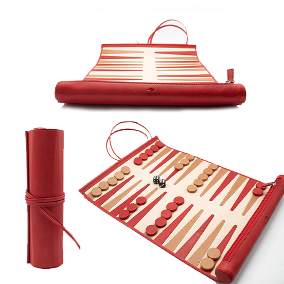 Lebendiges Rotes Leder Rollbares Backgammon Spiel - Qualitatives Lederprodukt Hergestellt Von Metiş Deri Ürünleri San. Ve Tic.ltd. Şti.. Kontakt Für B2B-Bestellungen.