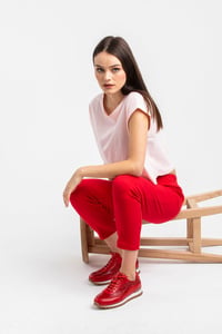 Vibrant Red Croc Embossed Leather Sneakers - Quality Leather Product Manufactured By Sultani̇ Ayakkabi Sanayi̇ Ve Ti̇caret Anoni̇m Şi̇rketi̇. Contact For B2B Orders.