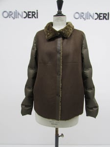 Womens Chic Brown Shearling Puffer Jacket Modern Design - Quality Leather Product Manufactured By Orjin Deri Konfeksiyon San. Ve Tic. A.s.. Contact For B2B Orders.