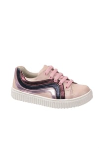 Kids Pink Leather Metallic Striped Chic Sneakers - Quality Leather Product Manufactured By Özdemir Ortopedik Çocuk Ayakkabıları San. Ve Tic. Ltd. Şti.. Contact For B2B Orders.