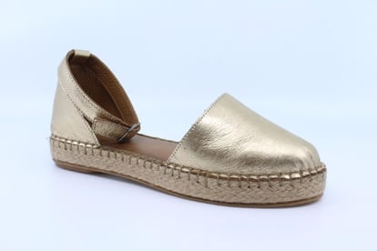 Metallic Gold Leather Espadrille Ankle Strap - Quality Leather Product Manufactured By Orion Ayakkabicilik San. Ti̇c. Ltd. Şti̇.. Contact For B2B Orders.