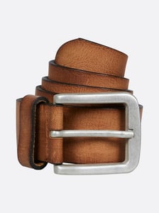 Men's Distressed Tobacco Leather Belt Classic Buckle - Quality Leather Product Manufactured By Uysal Deri. Contact For B2B Orders.