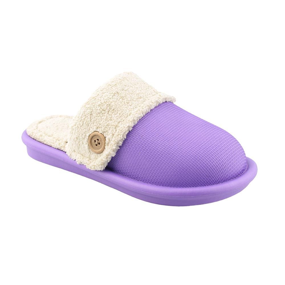 Purple Textured Faux Leather Stylish Home Slipper - Quality Leather Product Manufactured By Gezer Ayakkabi Deri̇ San. Ve Ti̇c. A.ş.. Contact For B2B Orders.