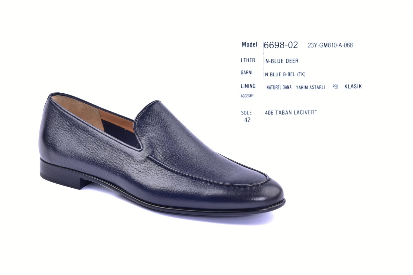 Navy Grained Leather Men's Classic Loafer Shoe - Quality Leather Product Manufactured By Akar Deri̇ Ayakkabi San. Ve Ti̇c. Ltd. Şti̇.. Contact For B2B Orders.