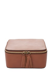 Elegant Tan Leather Travel Jewelry Storage Case - Quality Leather Product Manufactured By Gündoğdular Deri. Contact For B2B Orders.