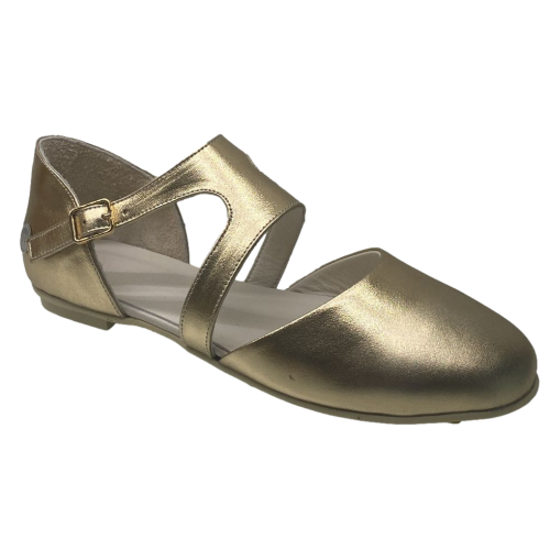 Elegante Goldfarbene Leder Babette Schuh Design