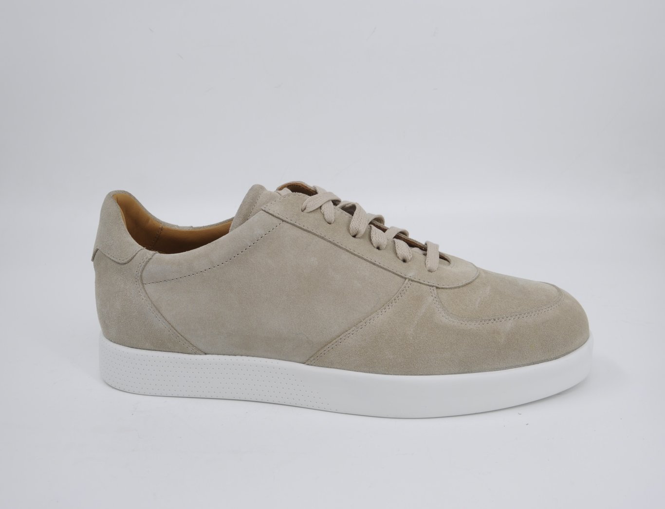 Light Taupe Suede Low-Top Sneakers - Quality Leather Product Manufactured By Emin Ayakkabi San. Ve Ti̇c. Ltd. Şti̇.. Contact For B2B Orders.