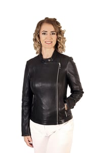 Asymmetrische Schwarze Lammleder Damen Jacke - Qualitatives Lederprodukt Hergestellt Von Derma Deri̇ Ti̇c. Ve San. Ltd. Şti̇.. Kontakt Für B2B-Bestellungen.