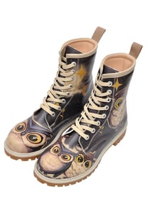 Magische Eulen Print Schnürstiefel Für Damen - Qualitatives Lederprodukt Hergestellt Von Dogo Tasarım Sanayi Ve Ticaret A.ş.. Kontakt Für B2B-Bestellungen.