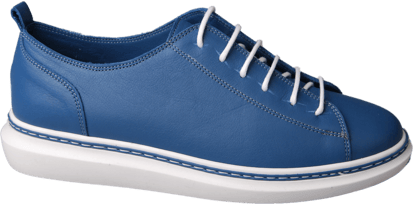 Vibrant Royal Blue Leather Derby Shoes White Sole - Quality Leather Product Manufactured By Nebi̇ Endi̇can Gi̇yi̇m Sanayi̇ Ve Ti̇caret Ltd. Şti̇.. Contact For B2B Orders.