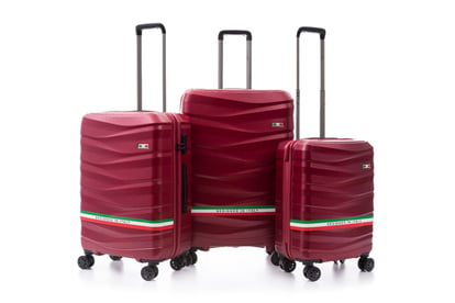 Italian Designed Wavy Bordeaux Luggage Set - Quality Leather Product Manufactured By Uyar Saraci̇ye. Contact For B2B Orders.