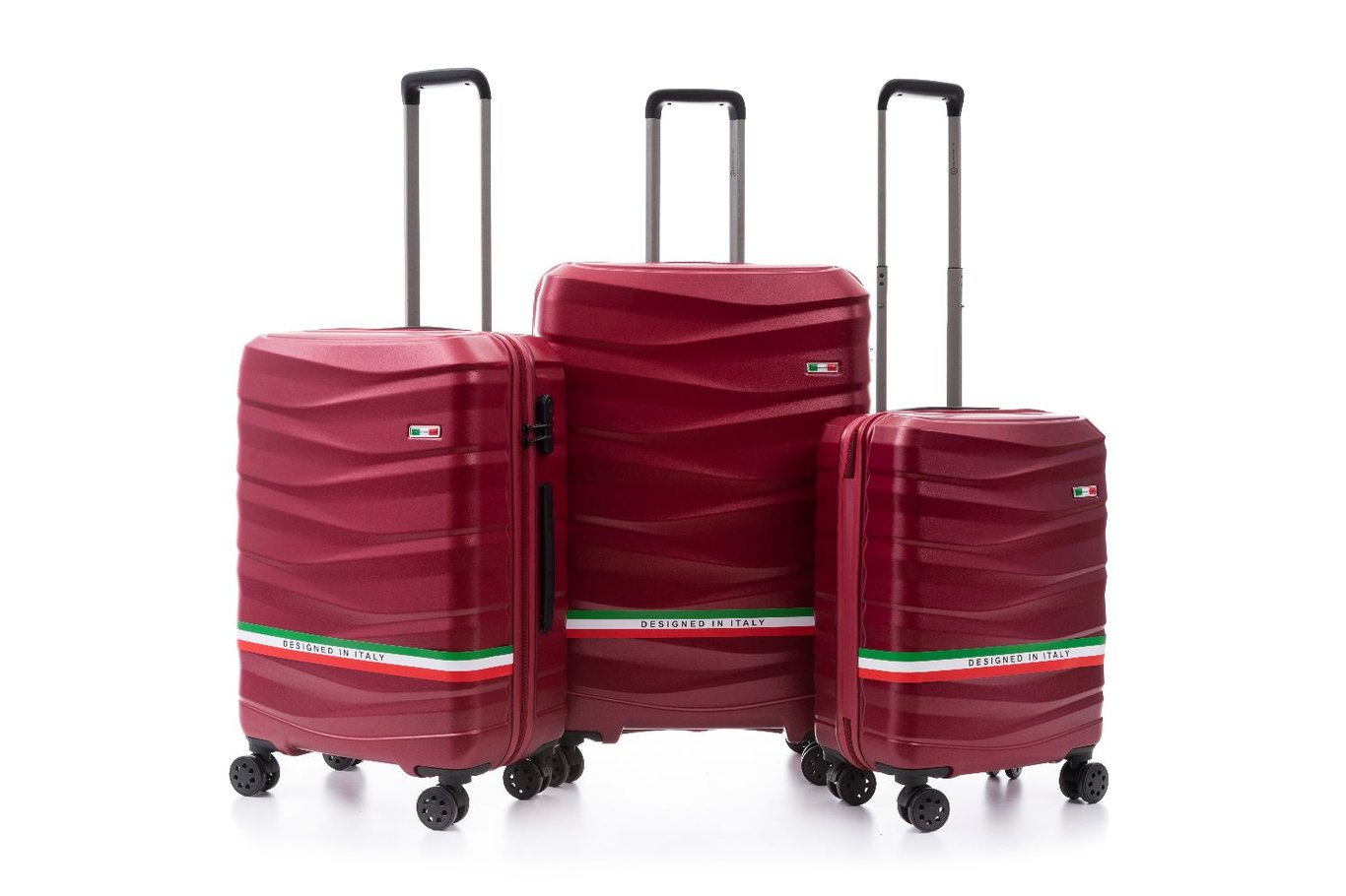 Italian Designed Wavy Bordeaux Luggage Set - Quality Leather Product Manufactured By Uyar Saraci̇ye. Contact For B2B Orders.