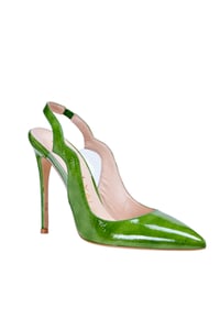 Vibrant Green Patent Leather Slingback Pumps - Quality Leather Product Manufactured By Serkan Yalgi Ayakkabi San.ve Diş.ti̇c.ltd.şti̇. Contact For B2B Orders.