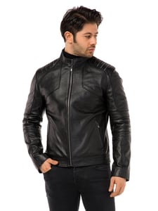 Mens Modern Biker Leather Jacket Sleek Design - Quality Leather Product Manufactured By Greyder Deri̇ San Ve Ti̇c Ltd. Contact For B2B Orders.