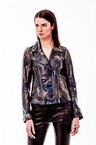 Womens Distressed Premium Calfskin Biker Jacket - Quality Leather Product Manufactured By Süed Mod Deri̇ci̇li̇k San Ve Ti̇c Ltd. Şti̇.. Contact For B2B Orders.