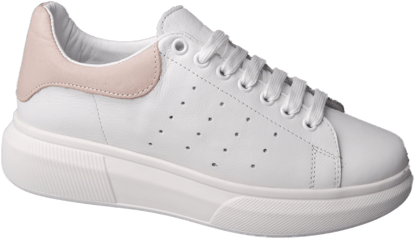Womens White Leather Platform Sneaker Blush Heel - Quality Leather Product Manufactured By Nebi̇ Endi̇can Gi̇yi̇m Sanayi̇ Ve Ti̇caret Ltd. Şti̇.. Contact For B2B Orders.