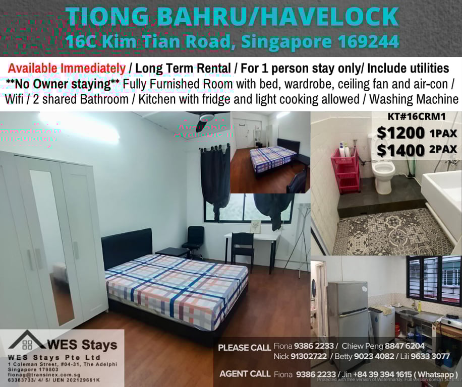 Condo Common Room for Rent in Bukit Merah · 16C Kim Tian Road, 169251 · S$ 1,200/mo - Image 1 of 5