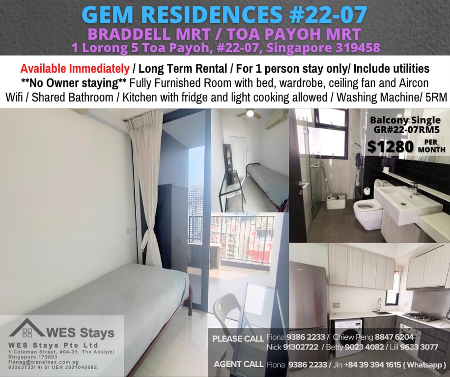 Condo Common Room for Rent in Toa Payoh · 1 Lorong 5 Toa Payoh, 319458 · S$ 1,280/mo - Image 1 of 5
