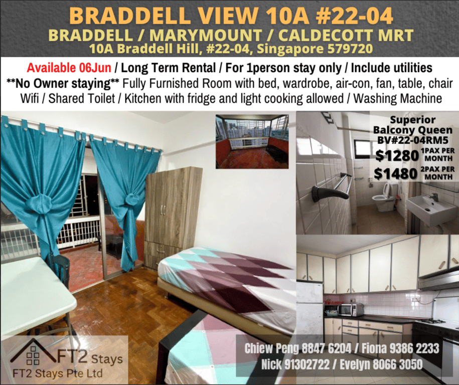 Condo Common Room for Rent in Toa Payoh · 10A Braddell Hill, 579720 · S$ 1,280/mo - Image 1 of 8