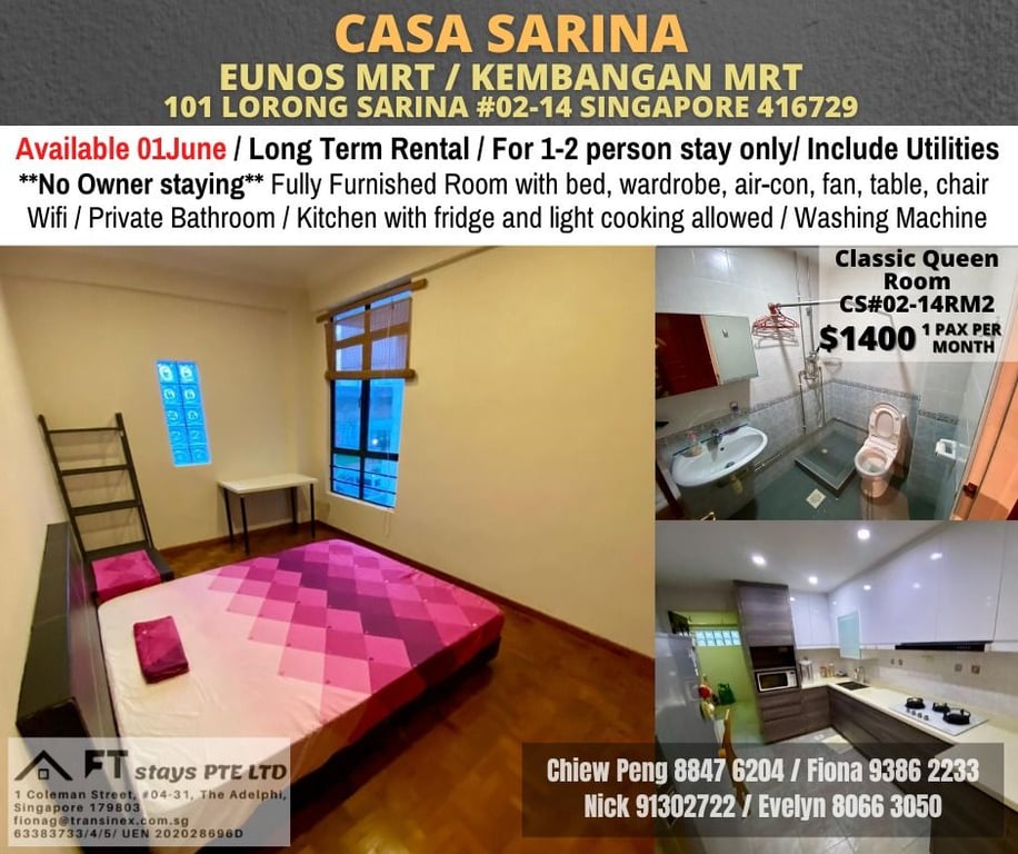 Condo Common Room for Rent in Bedok · 122 Lorong Sarina, 416696 · S$ 1,450/mo - Image 1 of 12