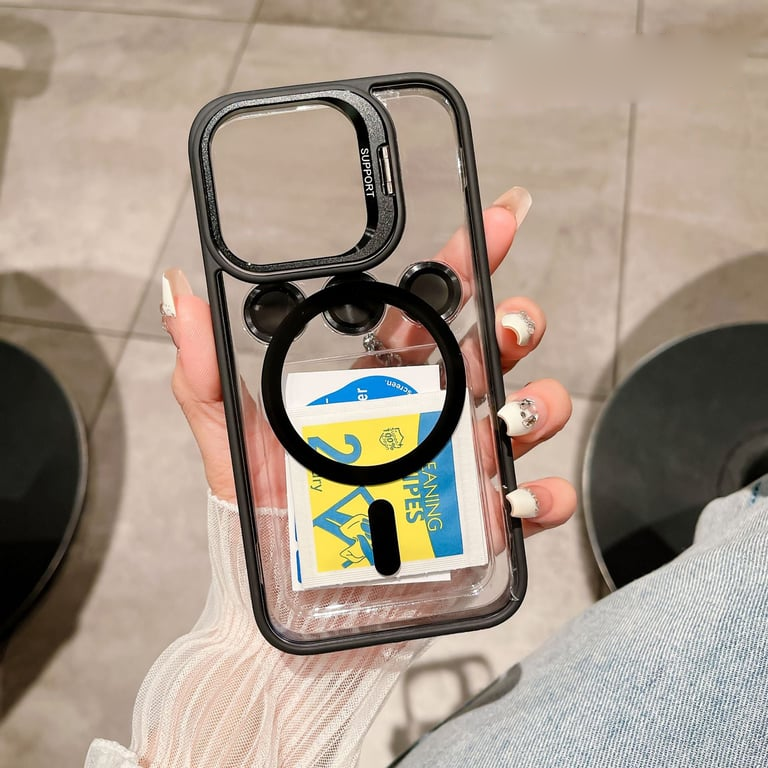 Samsung Galaxy A07 MagSafe Lensguard Clear Case w Colored Bumper Fold-Out Metallic Camera Frame