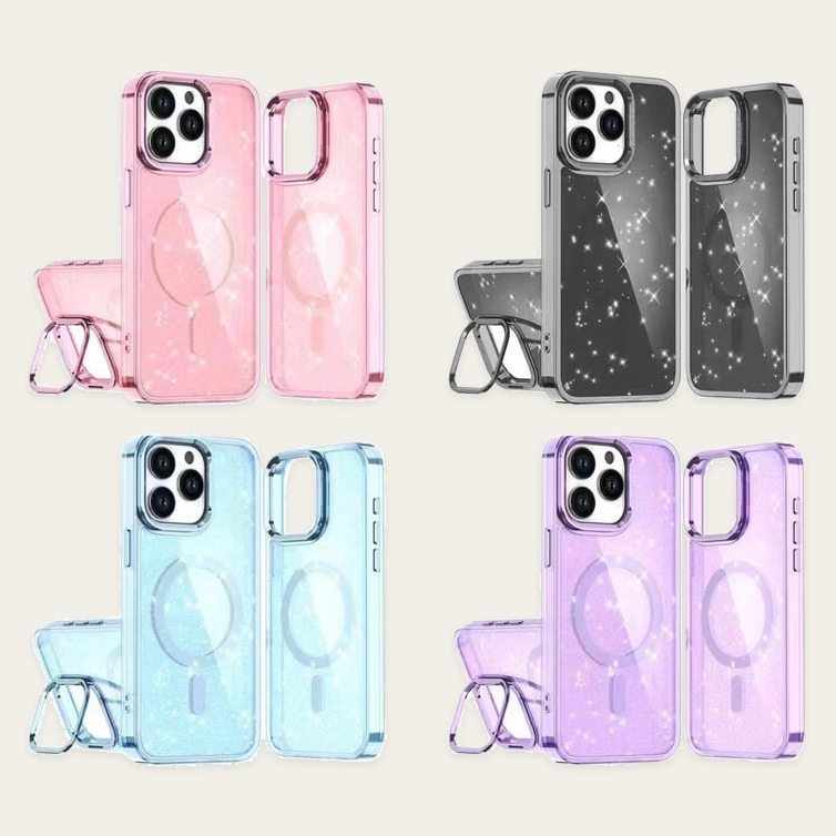 Samsung Galaxy S26 Ultra MagSafe Fashion Hard Glitter Case Foldable Metallic Camera Frame & Button