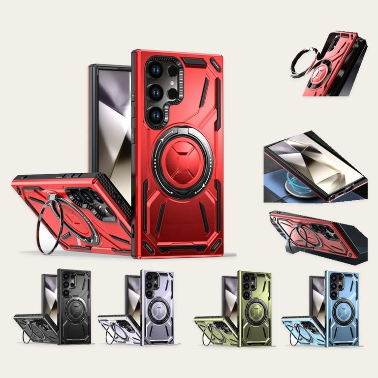 Samsung Galaxy S26 Magnetic Case with Rotating Ring Stand – Full Body Shockproof Rugged Cover, MagSafe Compatible
