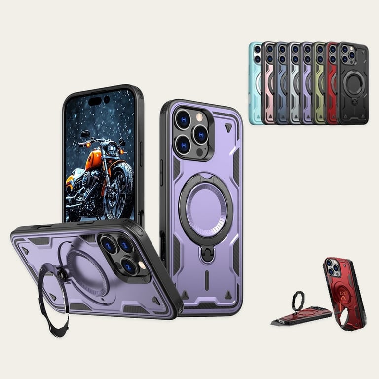 iPhone Air Slim Shockproof Case with 360° Rotating Foldable Magnetic Ring Kickstand