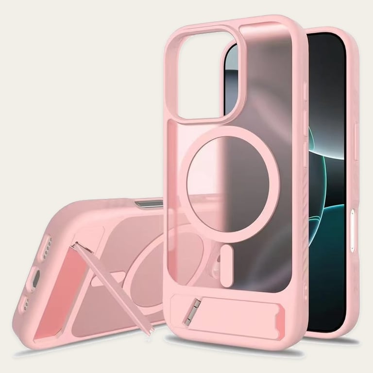 iPhone 16e Soft-Touch Matte Hard Case with MagSafe Ring, Flush Kickstand, Shockproof Design