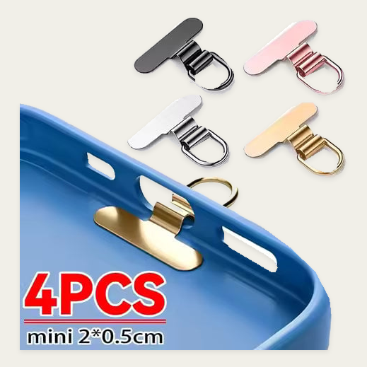 4pcs Phone Lanyard Patch & 360° Swivel Connector with Raised Bridge Design for Charging Port Fit