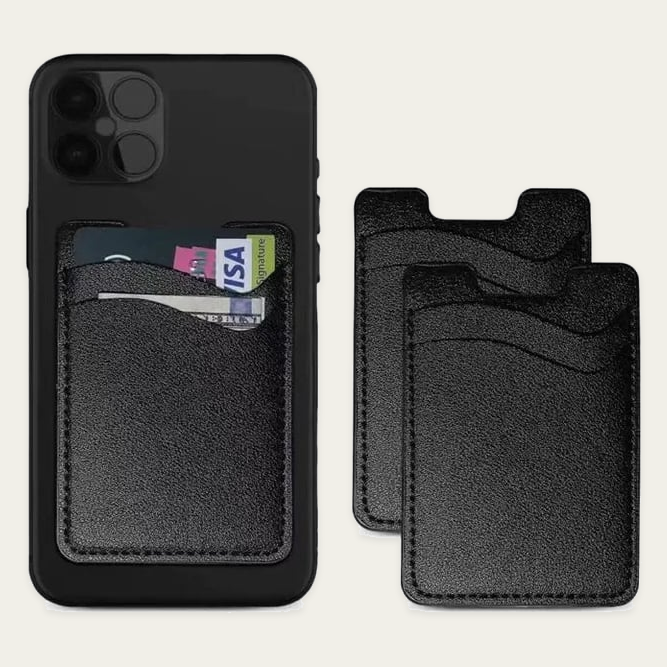 Dual Slot PU Leather Adhesive Card Holder