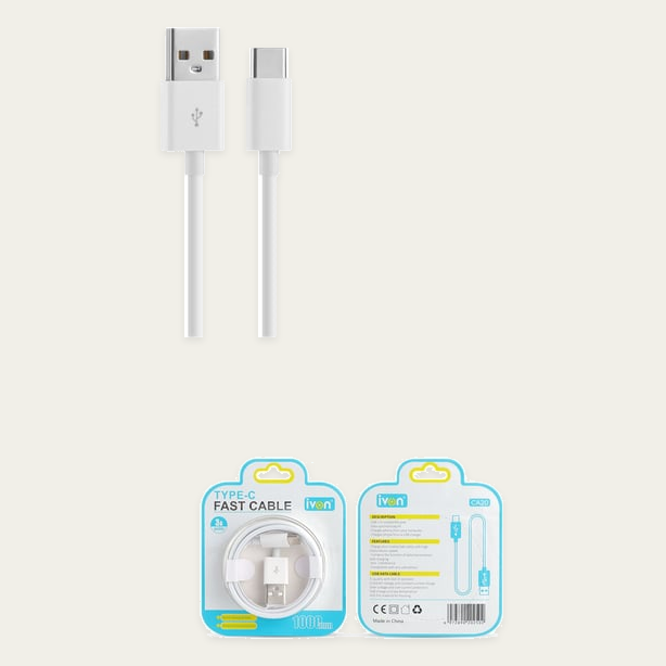 Ivon 1m 3A USB A to O Type C Cable