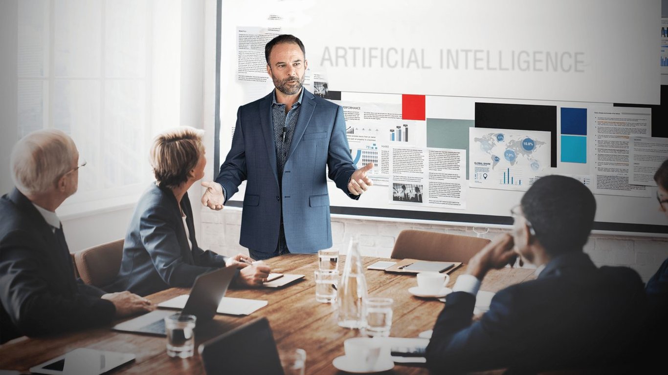 Brad Costanzo leading an AI workshop with an executive team