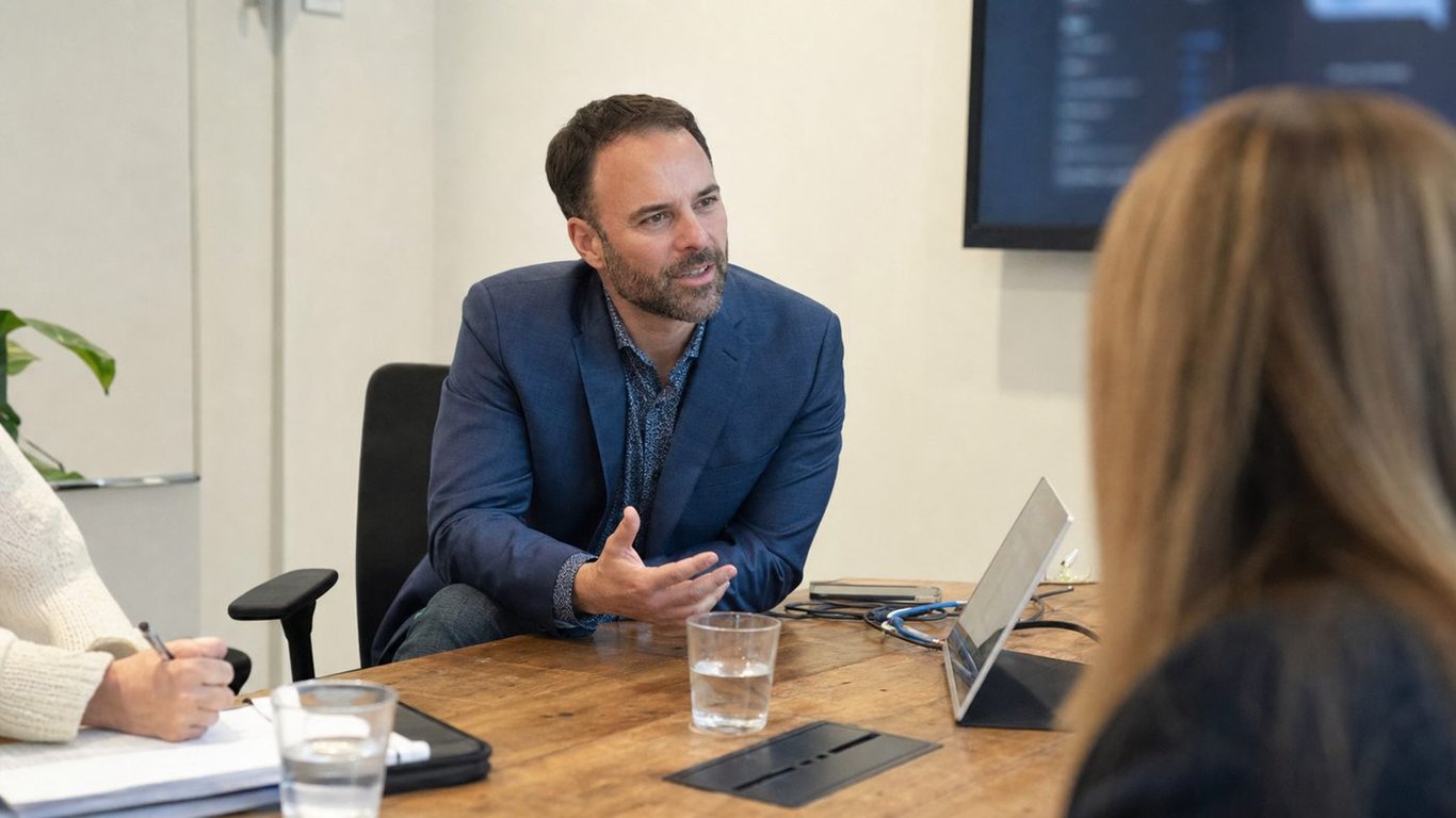 Brad Costanzo consulting with clients in a working session